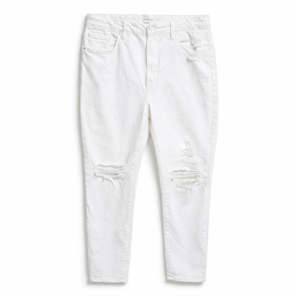 Good American Womens White Distressed Skinny Jeans GWCDV001ST Size 16